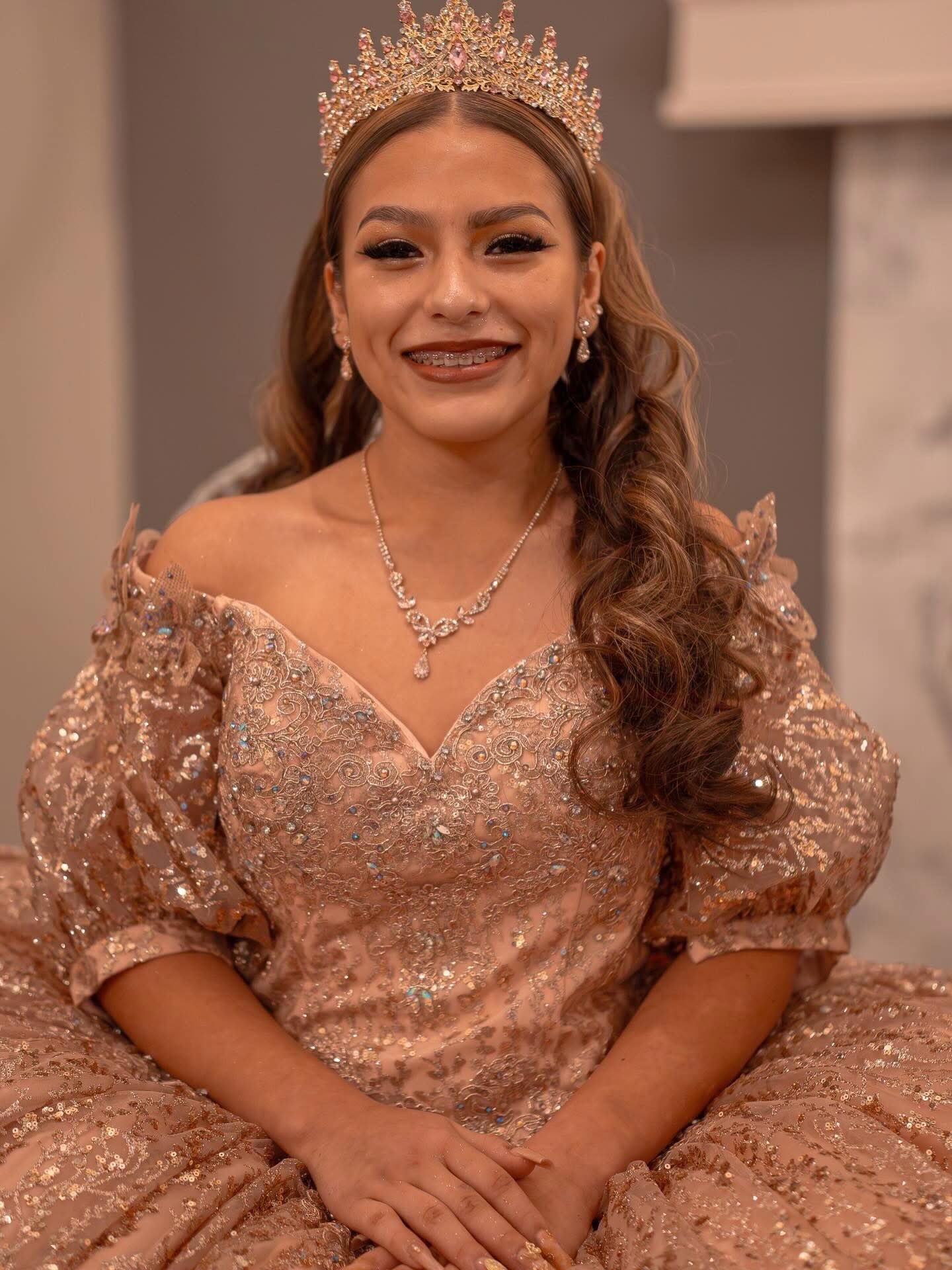 Quinceañera glam by MakeupByGen — full glam with crown