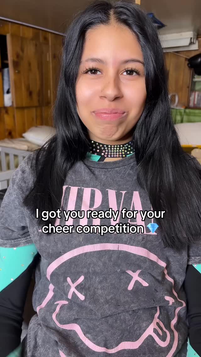 Sparkle glam look for cheer competition day